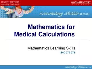 Mathematics for Medical Calculations