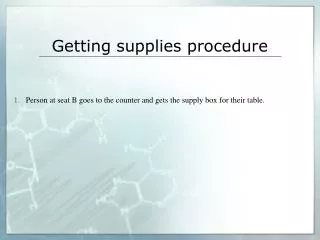 Getting supplies procedure