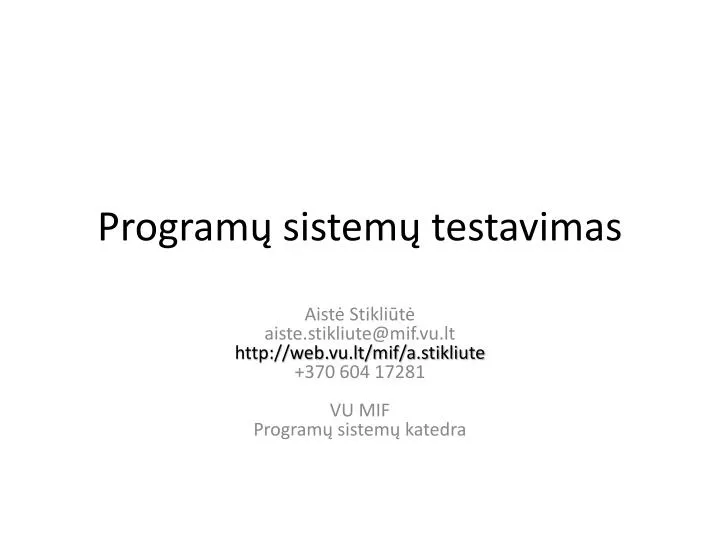 program sistem testavimas