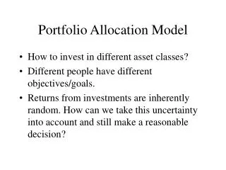 Portfolio Allocation Model