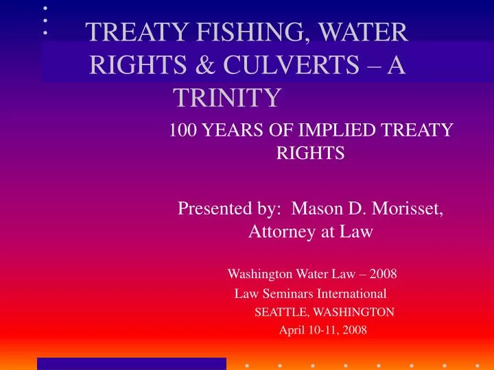 treaty fishing water rights culverts a trinity
