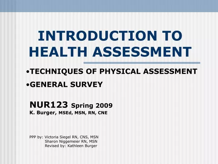 introduction to health assessment