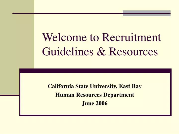 welcome to recruitment guidelines resources