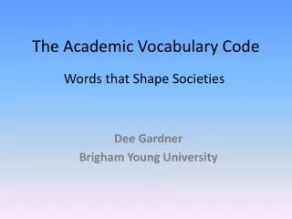 The Academic Vocabulary Code