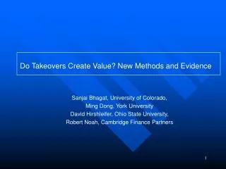 Do Takeovers Create Value? New Methods and Evidence