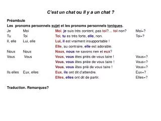 c est un chat ou il y a un chat