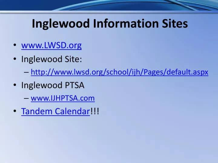 inglewood information sites