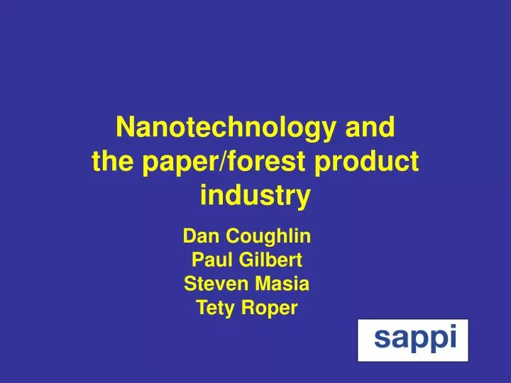 nanotechnology and the paper forest product industry