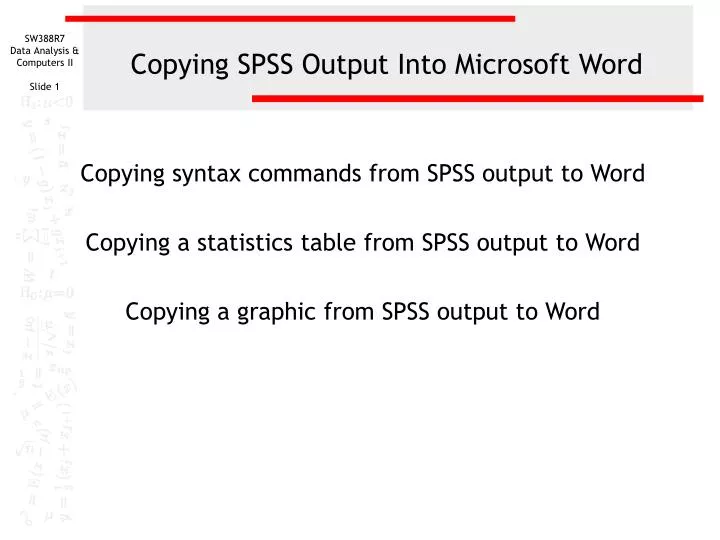 copying spss output into microsoft word