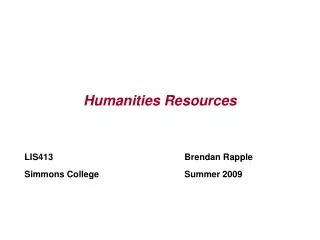 Humanities Resources