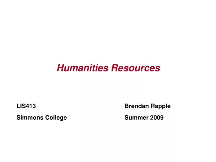humanities resources