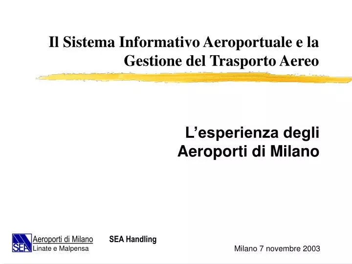 il sistema informativo aeroportuale e la gestione del trasporto aereo