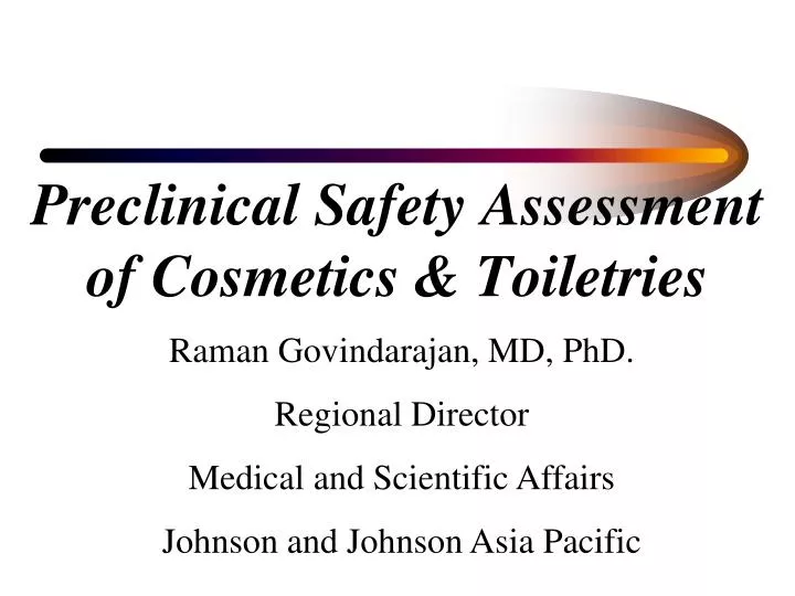 preclinical safety assessment of cosmetics toiletries