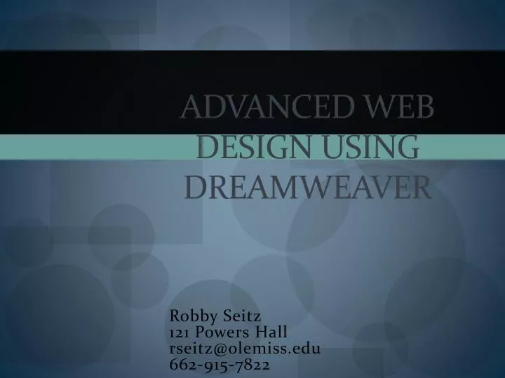 advanced web design using dreamweaver