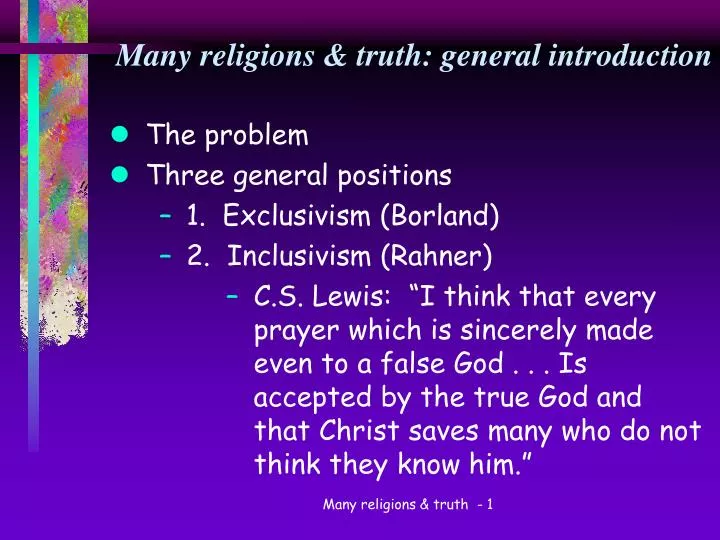 many religions truth general introduction