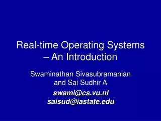 Real-time Operating Systems – An Introduction