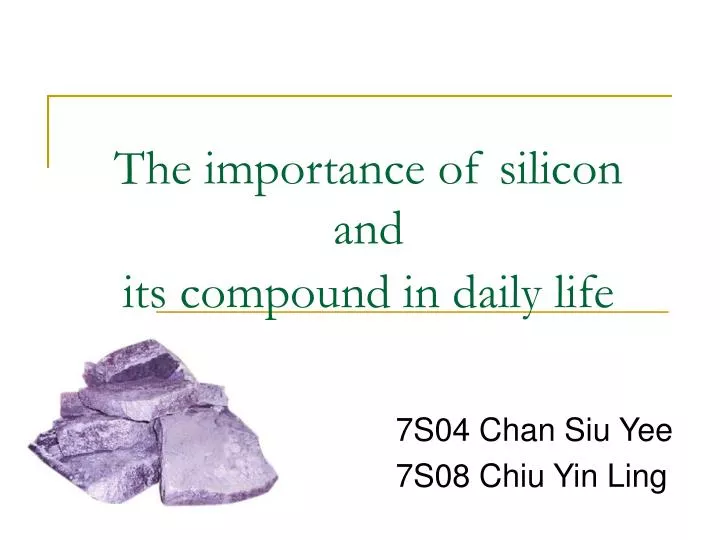 the importance of silicon and its compound in daily life