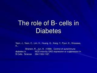 The role of B- cells in Diabetes