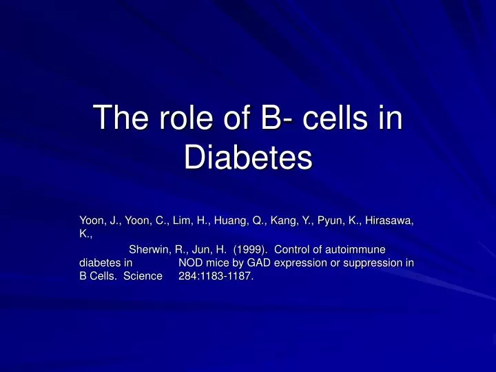 the role of b cells in diabetes