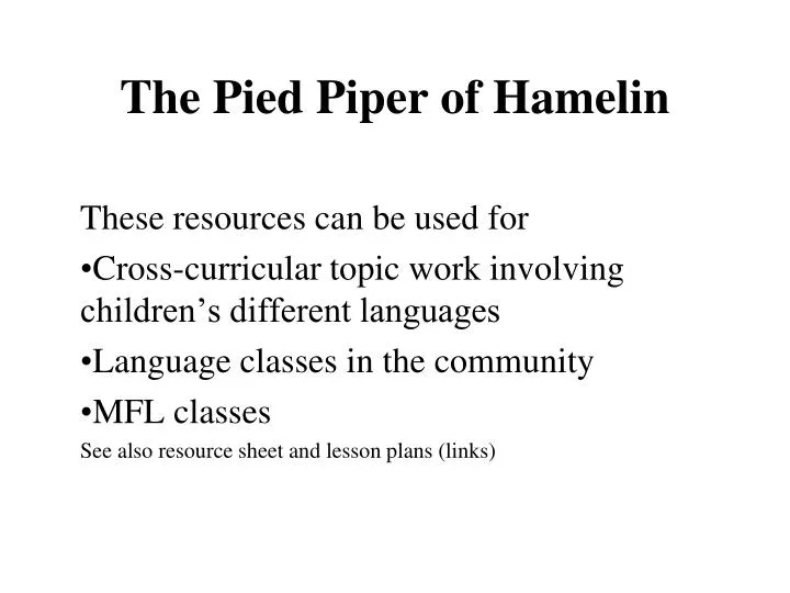 the pied piper of hamelin