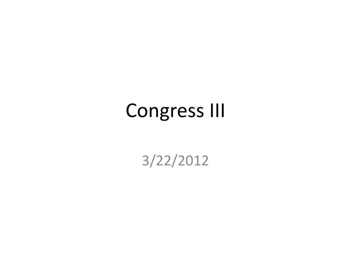 congress iii