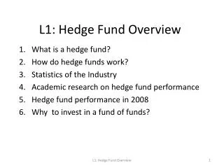L1: Hedge Fund Overview