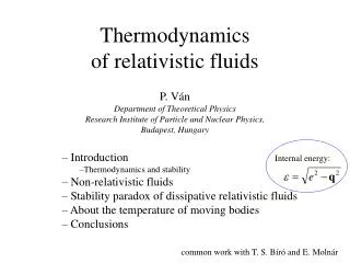 Thermodynamics of relativistic fluids