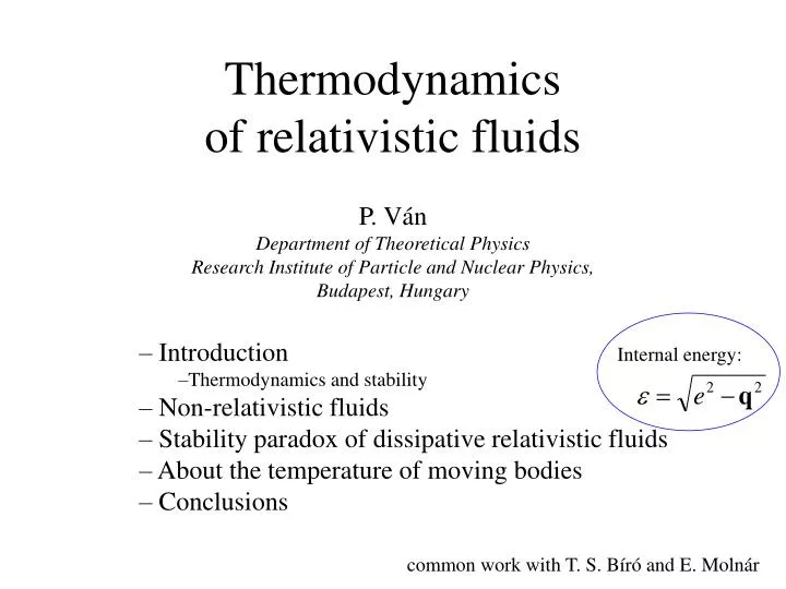 thermodynamics of relativistic fluids