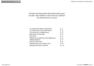 Dossier de demande de partenariat pour le salon des métiers d’art et de la création du Carrousel du Louvre