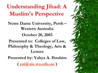 Understanding Jihad: A Muslim's Perspective