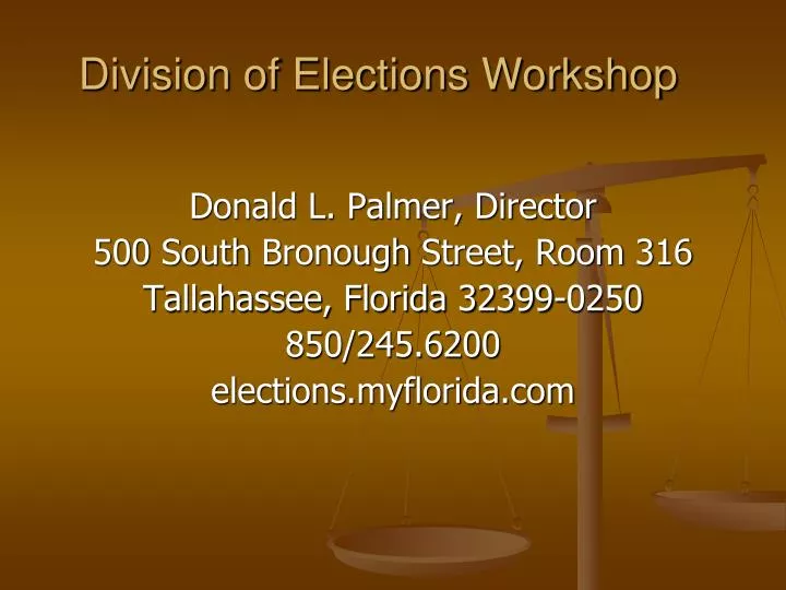 division of elections workshop