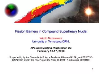 Fission Barriers in Compound Superheavy Nuclei Witold Nazarewicz University of Tennessee/ORNL APS April Meeting, Washing
