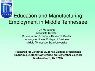 Education and Manufacturing Employment in Middle Tennessee