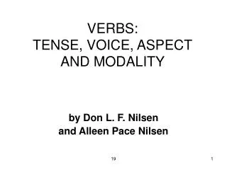 VERBS: TENSE, VOICE, ASPECT AND MODALITY