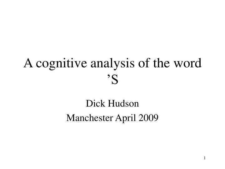a cognitive analysis of the word s