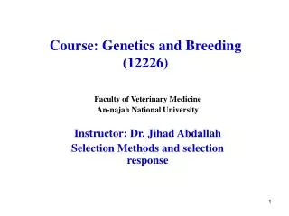 Course: Genetics and Breeding (12226)