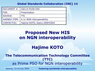 Proposed New HIS on NGN interoperability