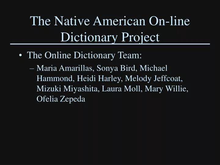 the native american on line dictionary project