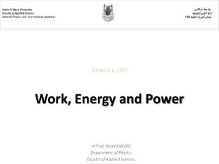 (Chap.6 p.139) Work, Energy and Power