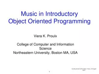 Music in Introductory Object Oriented Programming