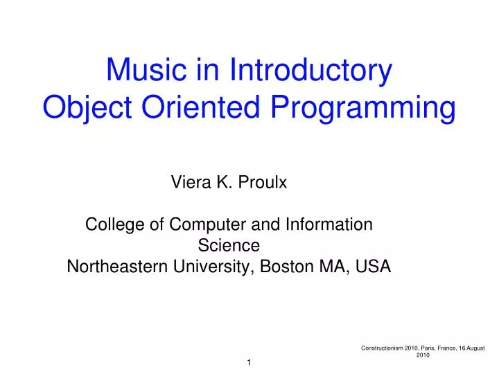 music in introductory object oriented programming