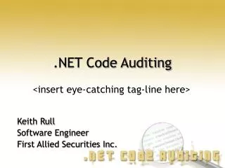 .NET Code Auditing