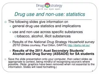 Drug use and non-use: statistics