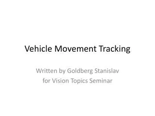 Vehicle Movement Tracking