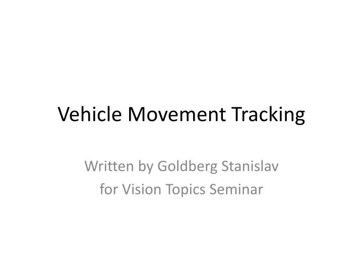 vehicle movement tracking