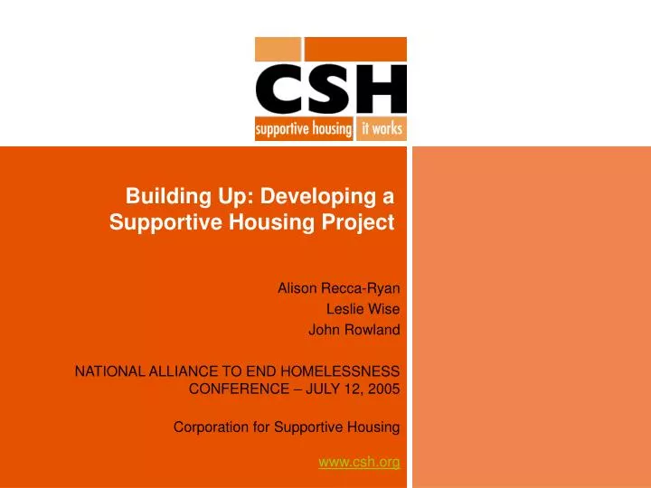 building up developing a supportive housing project