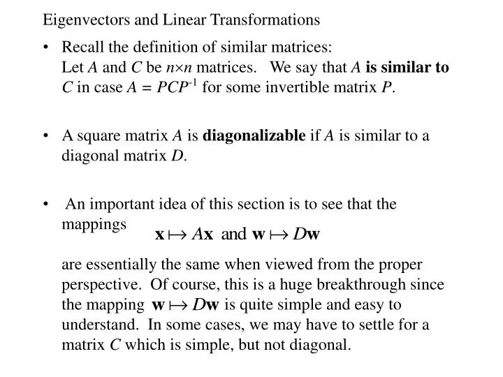 eigenvectors and linear transformations
