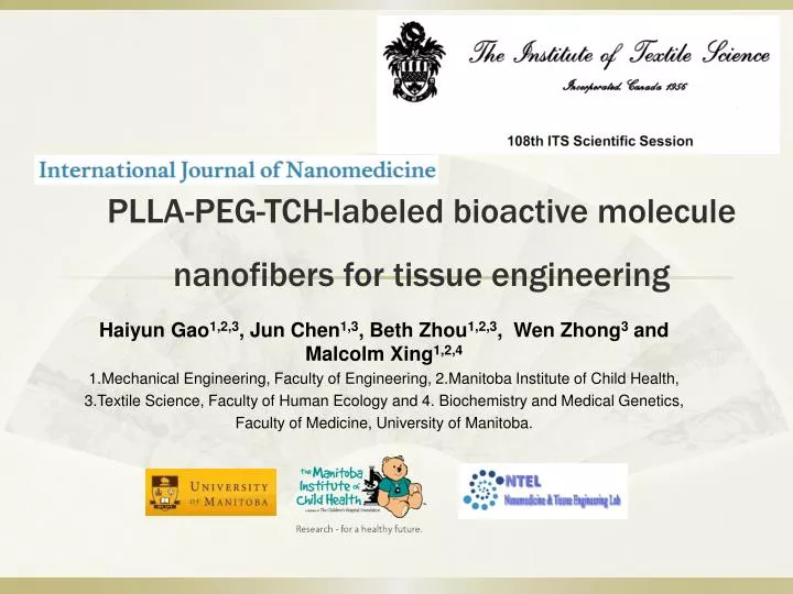 plla peg tch labeled bioactive molecule nanofibers for tissue engineering