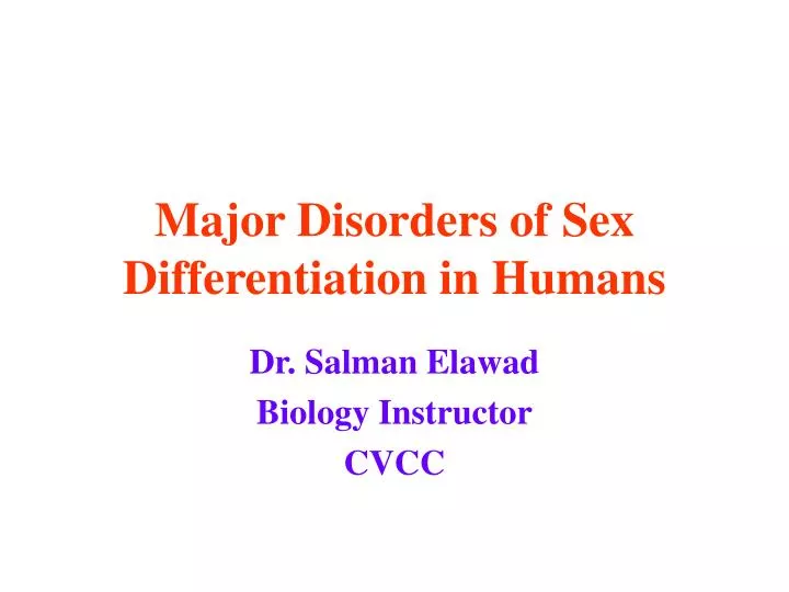 major disorders of sex differentiation in humans