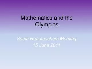 Mathematics and the Olympics